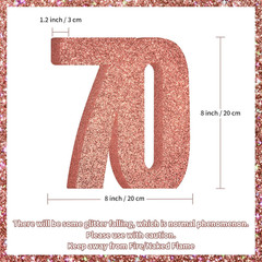 70th Birthday Decorations for Women70th Anniversary DecorationsRose Gold Glit…