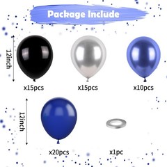 Blue and Black Balloons, Navy Blue and Silver Balloons Metallic Silver Dark B…