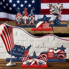 6 Pcs Patriotic Wooden Table Decorations – Rustic 4th of July Centerpiece for Ho