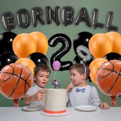 Born 2 Decorations – 23 Pcs Orange And Balck Basketball Party Letter Number F…