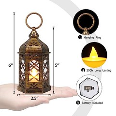 Mini Lantern with LED CandlePCS Small Lanterns Decorative 12 Brushed Brass