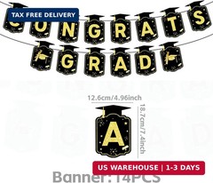 Graduation Decorations 2026 37 PCS – Black Gold Class of 2026 Party Supplies Kit
