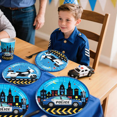 189Pcs Police Birthday Party Decorations Tableware Complete Set, Serves 25 Guest