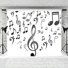 5(W) x3(H) FT Music Note Backdrop Musical Doodle Pattern Photography