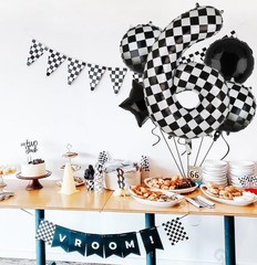 40 Inch Checkered Number Balloon 6 Black and White Race Car Birthday Balloons…