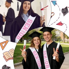 10 PCS Senior 2026 Graduation Sashes White Class Sash Pink Glitter Print Props