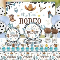 1st Rodeo Themed Decoration and Tableware Includes Banner, Tablecover, Utensils
