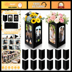 12 Pcs Graduation Table Centerpieces – 3-Sided Photo Display Frames, Congrats Gr