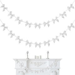 2 Pack Pink Bow Garland Banner Pre-Strung, Coquette Birthday Decorations Satin R