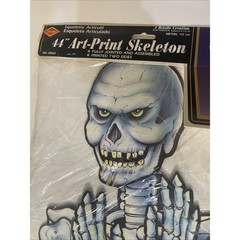Beistle Jointed Skeleton Halloween Cardboard VTG Die Cut Art print 44″ New 1984