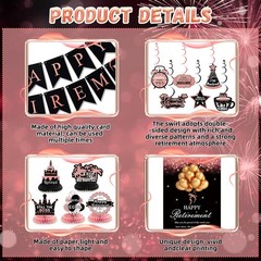 Retirement Party Decorations Women Rose Gold Happy Retire Decorations Happy R…