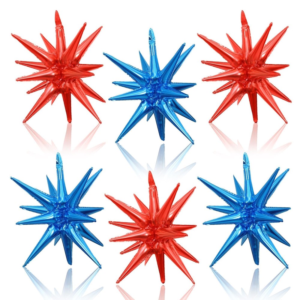 Exploding Star Balloons 22 Inch Foil Cone Spike Party Decorations 6pk