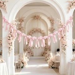 2pcs Pink Bow Garland Birthday Decorations Baby Shower Banner