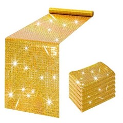 6 Pack Iridescence Gold Table Runners: Laser 6 Pcs 12×72 Inches Gold Laser