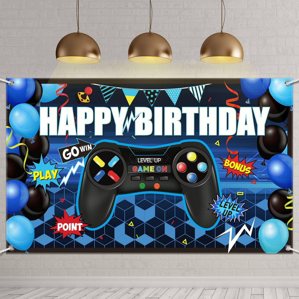 Video Game Happy Birthday Backdrop Game on Birthday Banner Level