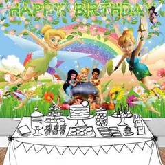 Tinkerbell Party Supplies Backdrop Banner Poster Birthday Decor Birthday Gift