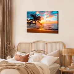 Beach Canvas Wall Art Palm Tree Coastal Wall Decor Nature Ocean Landscape Pic…