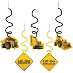 Construction Zone Hanging Danglers 5 Pack 24″ Long Foil Paper Party Decoration