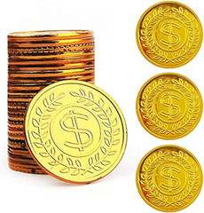 TCOTBE Pirate Gold Coins Plastic Set of 100,Play Gold Treasure Coins for Play Fa