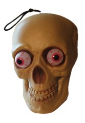 Vintage Plastic SKULL HEAD LIGHT UP Bulging Eyes Halloween decor hinged jaw