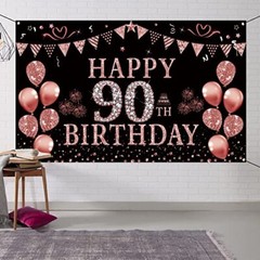 90th Birthday Decorations Rose Gold 90 Year Old Birthday Backdrop Banner for …