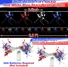 [Timer] 2 Pack 4Th of July Decorations 250Th Anniversary Red White and Blue Ligh