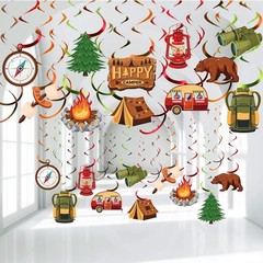 30 Pack Camping Party Decorations Banner Hanging Swirl Foil Ceiling Streams