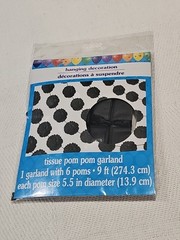 Celebration Colorful Tissue Pom Pom Garland Six 5.5” Pom Poms/9 ft, Select Color