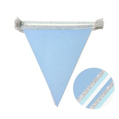 Dusty Blue Silver White Party Decorations Pennant Banner Flag Hanging Glitter…