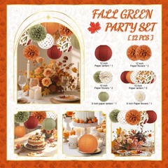 NICROLANDEE Fall Wedding Decorations, 12 PCS Orange Maple Leaf Paper Lanterns…