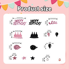 Rose Gold and Black Happy Birthday Confetti, 3000 Pcs Birthday Cake Table Metall
