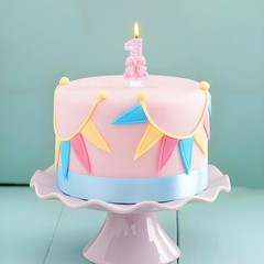 Pink Number 1 Candle for First Birthday Cakes, Sequins and Bowtie 1
