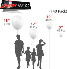 Premium Elegant 140-Pc Matte White Balloon Set for All Occasions – Various Sizes