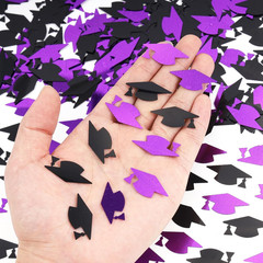 Purple and Black Graduation Cap Confetti 2026, Class of 2026 Table Centerpiece G