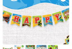 Dinosaur Train Birthday Party Decor Set Cake Topper Bunting Happy Birthday Sign