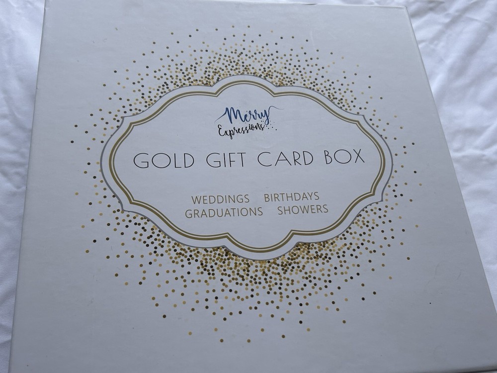 Merry Expressions 10 Inch Gold Card Box – Party – Cards – $$ – Never Used