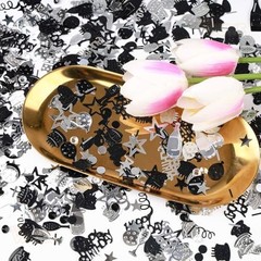 Happy Birthday Confetti, 1.6 oz Black Silver Black Silver Birthday Confetti