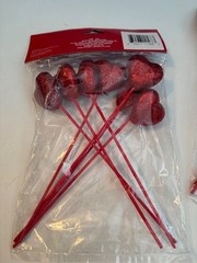 Valentines Day Glitter Heart Picks & Garland Set Red 14 Picks 16 Ft Garland Part