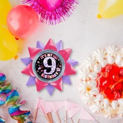 Handmade It’s My 9th Birthday Button, 9th Birthday Button Pins for Girls, Hot