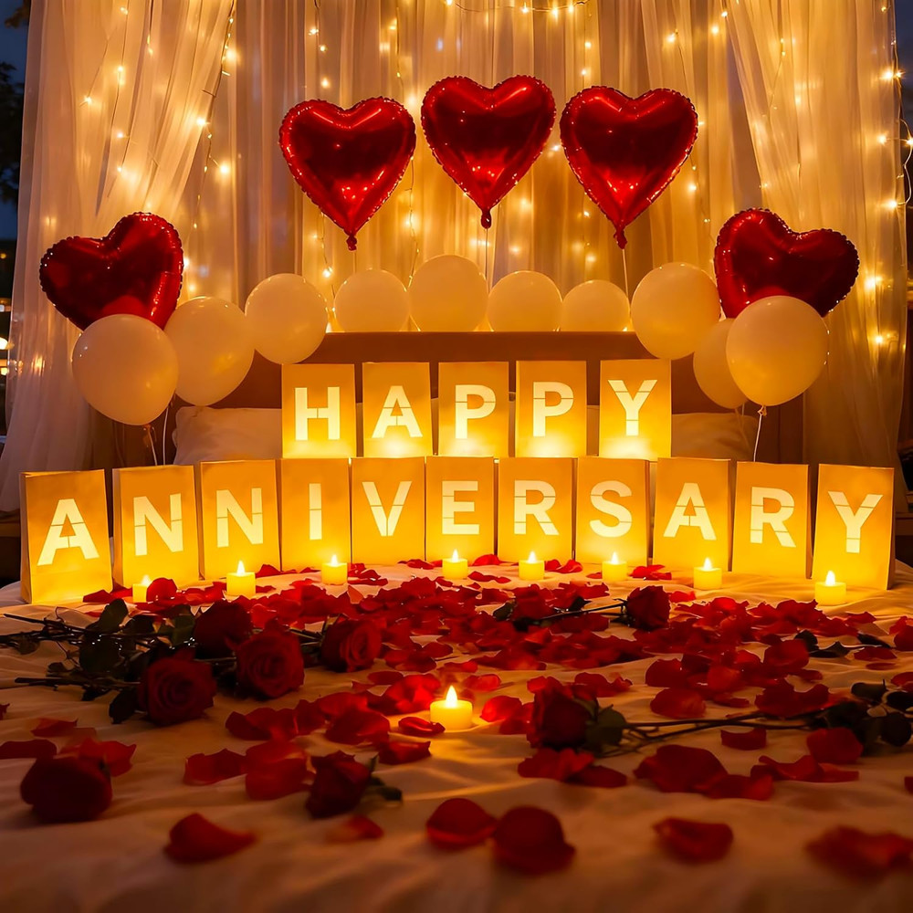 Happy Anniversary Light up Letters, Include Light up Letters, with Tea Lights Ca