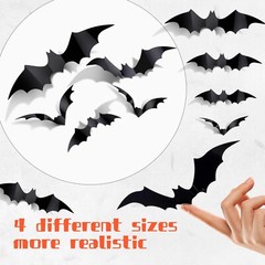 60PCS Halloween Decorations, 4 Different Sizes Realistic Waterproof PVC Black…