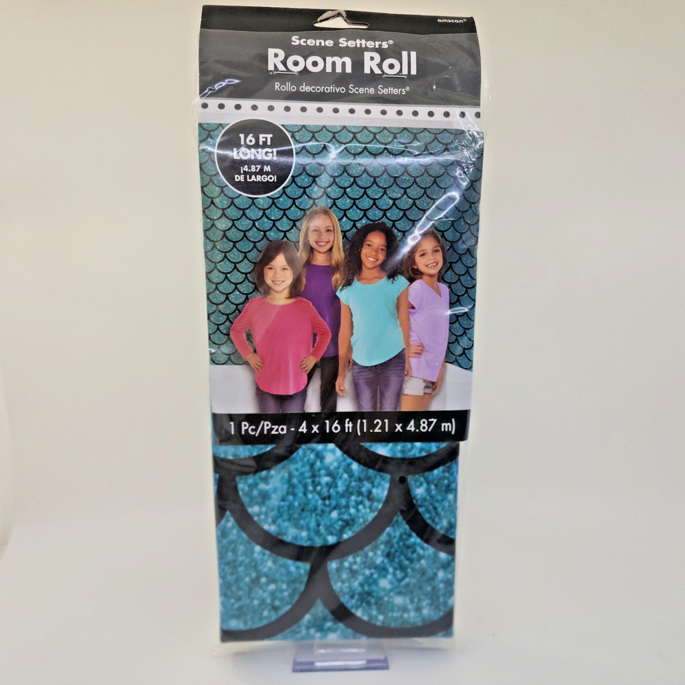Scene Setters Mermaid Scales Wall Decoration Room Roll for Photo Backdrop 16 FT
