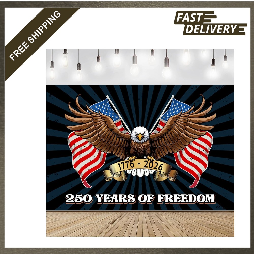 Fourth of July Banner Independence Day Decorations 1776 2026 Eagle Large Indoor