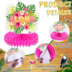 Luau Party Decorations Hawaiian Aloha Banner Hanging Swirls and Honeycomb Center