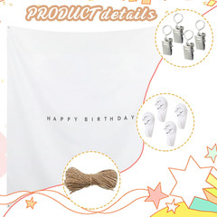 59X59 Inch Happy Birthday Backdrop Tapestry Minimalist Happy Birthday Banner Whi