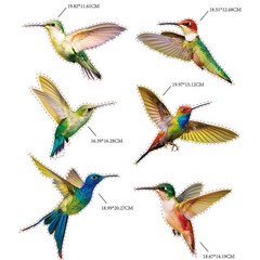 Blulu 6 Pieces Large Size Hummingbird Window Clings 6pcs, Multicoloured