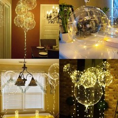 10-50PCS LED Balloons Transparent Bubble Bobo w/Warm White Lights Party Decor