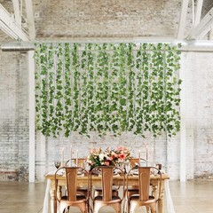 Flojery 78Ft 12pcs Silk Artificial Ivy Vine Hanging Leaves Plant Green