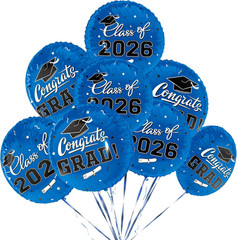 12Pcs 18″ Congrats Grad Foil Balloons Class of 2026 Graduation Party Decor