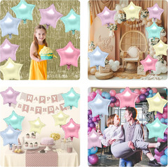 Pastel Star Foil Balloons, 10PCS Macaron Foil Stars Shape Balloon, 18 Inch Multi